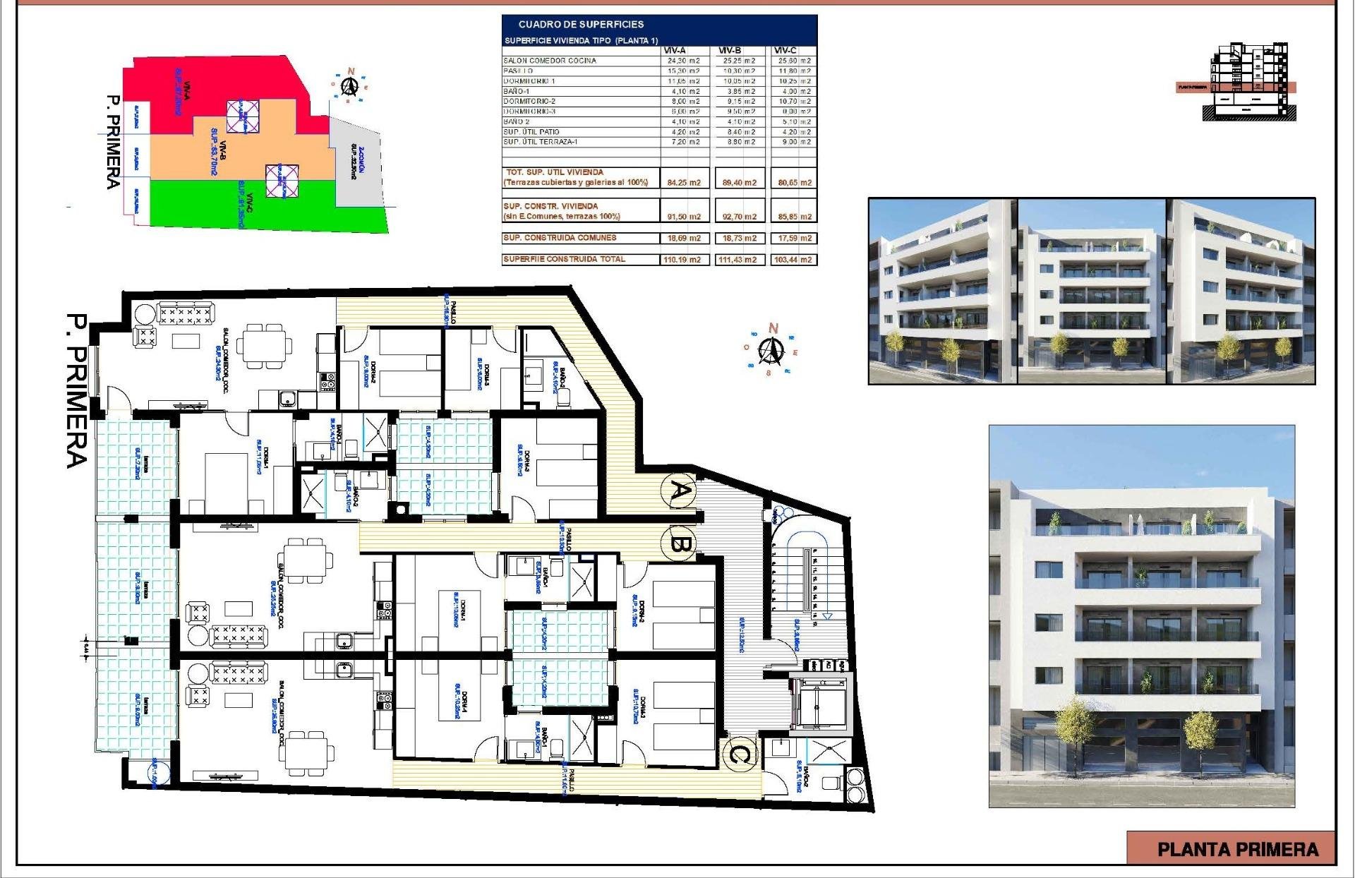Apartamento en Torrevieja, Alicante, España 3 dormitorios, 92 m2 No. 180988