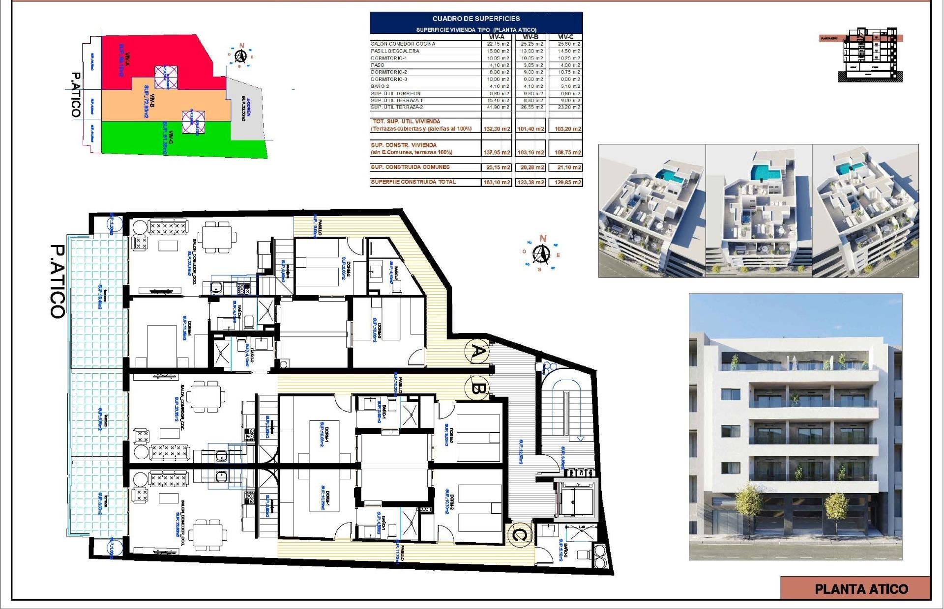Penthouse à Alicante, Espagne 3 chambres, 137 m2 No. 187176