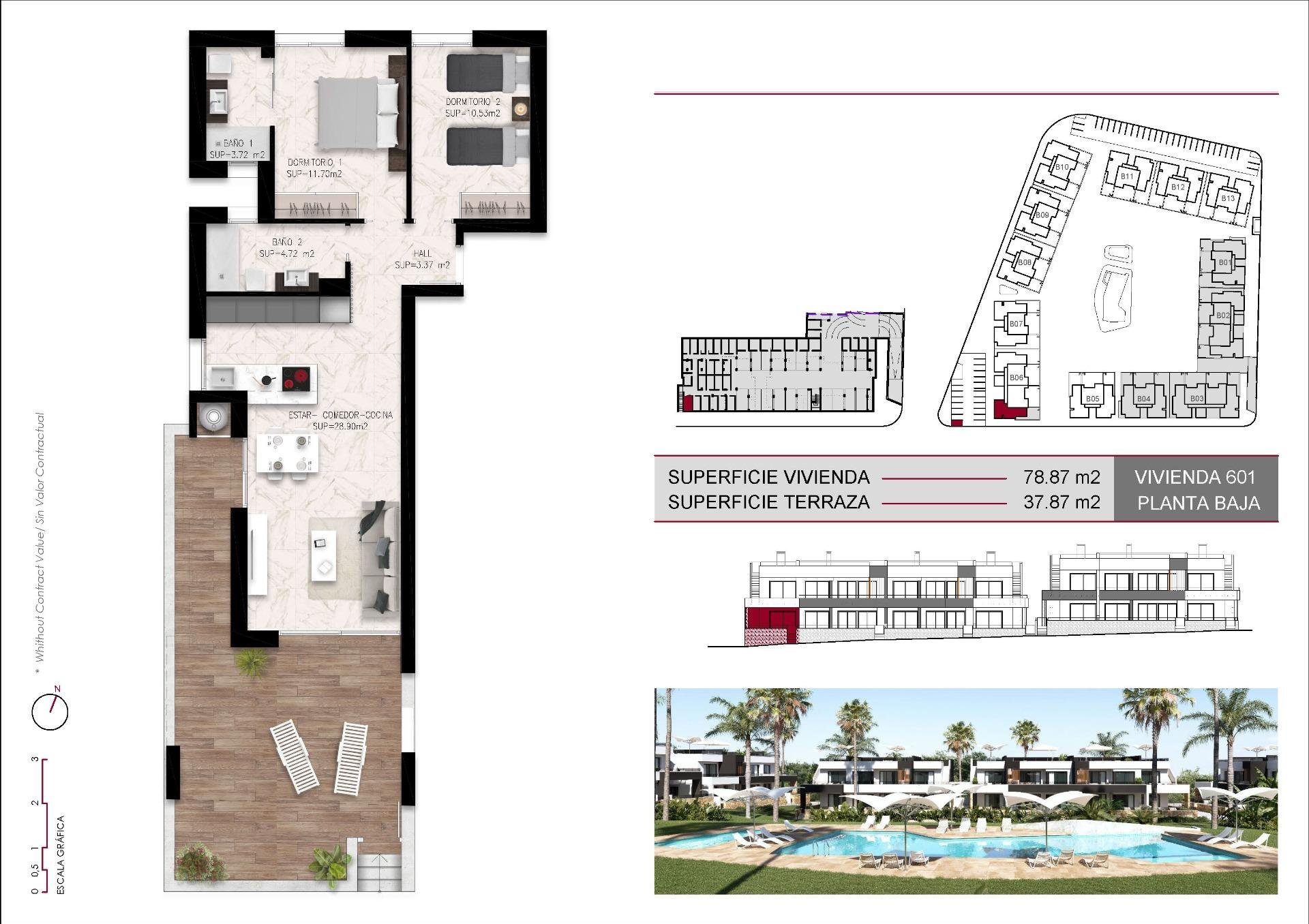 Bungalo Ciudad Quesada, Alicante, Spānijā 2 istabas, 78 m2 Nr. 137130