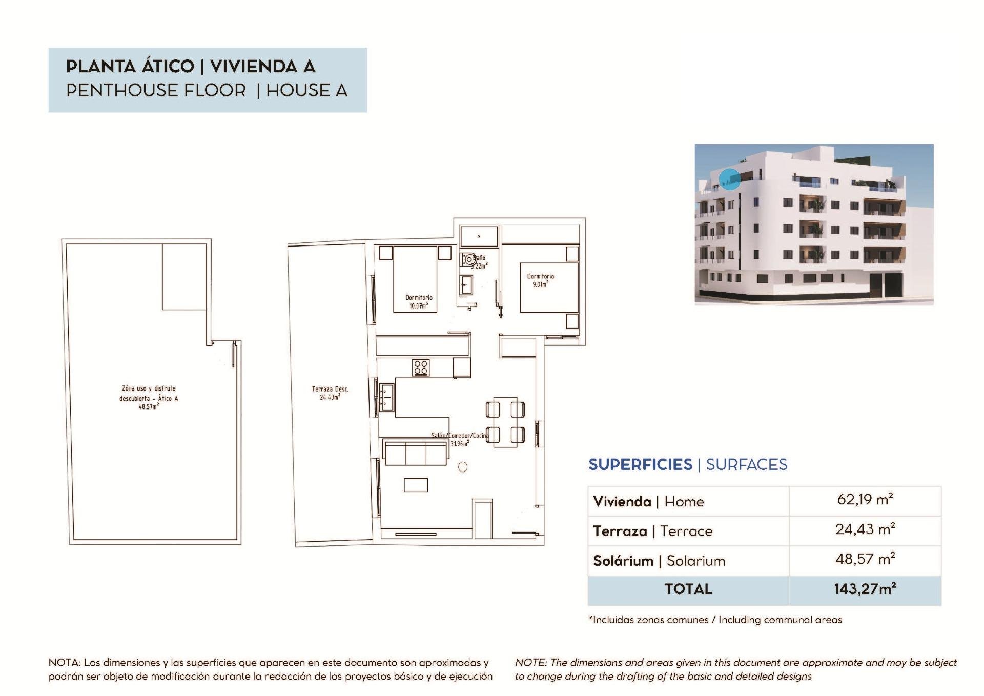 Penthäuser in Torrevieja, Alicante, Spanien 2 Schlafzimmer, 62 m2 Nr. 192433