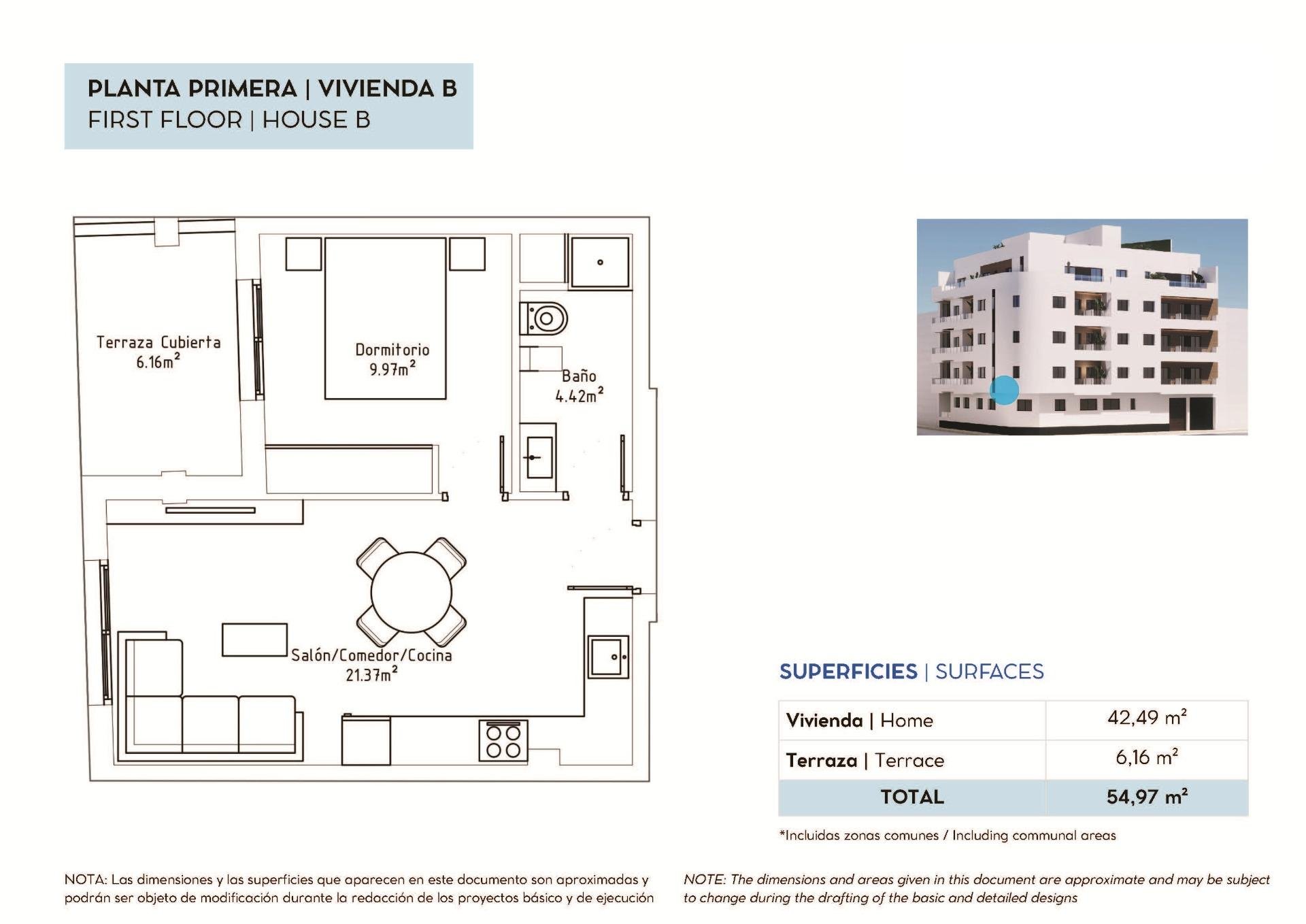 Huoneisto Torrevieja, Alicante, Espanja 1 makuuhuone, 48 m2 No. 192436