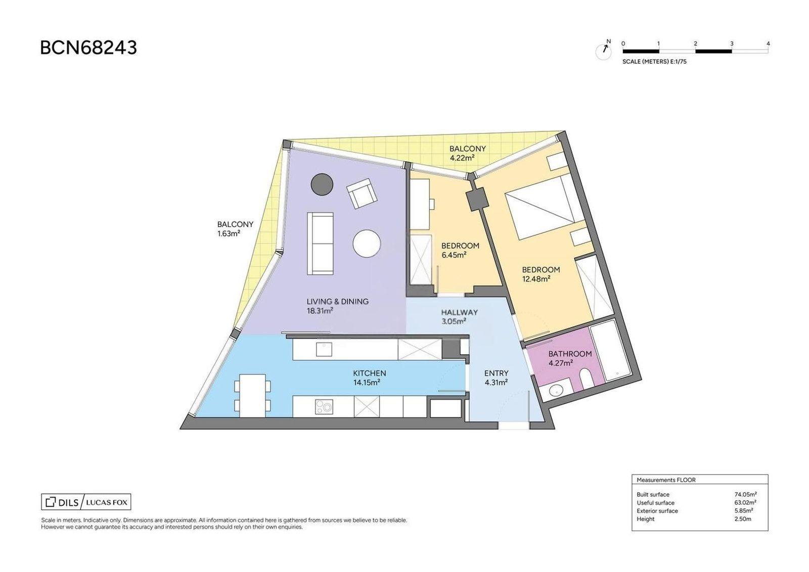 Apartment in Barcelona, Spain 2 bedrooms, 73 sq.m. No. 167832