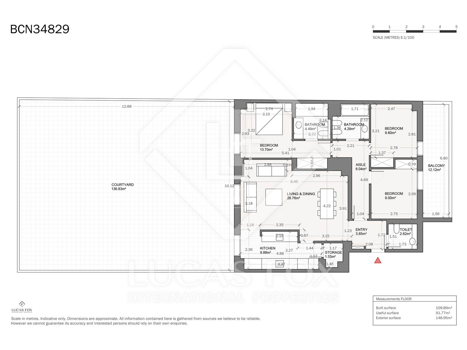 Appartamento a Barcelona, Spagna 3 camere da letto, 109 mq. N° 192604