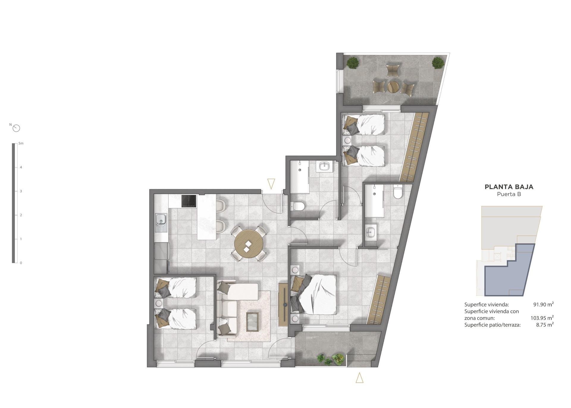 Apartment à Guardamar del Segura, Alicante, Espagne 3 chambres, 86 m2 No. 187104