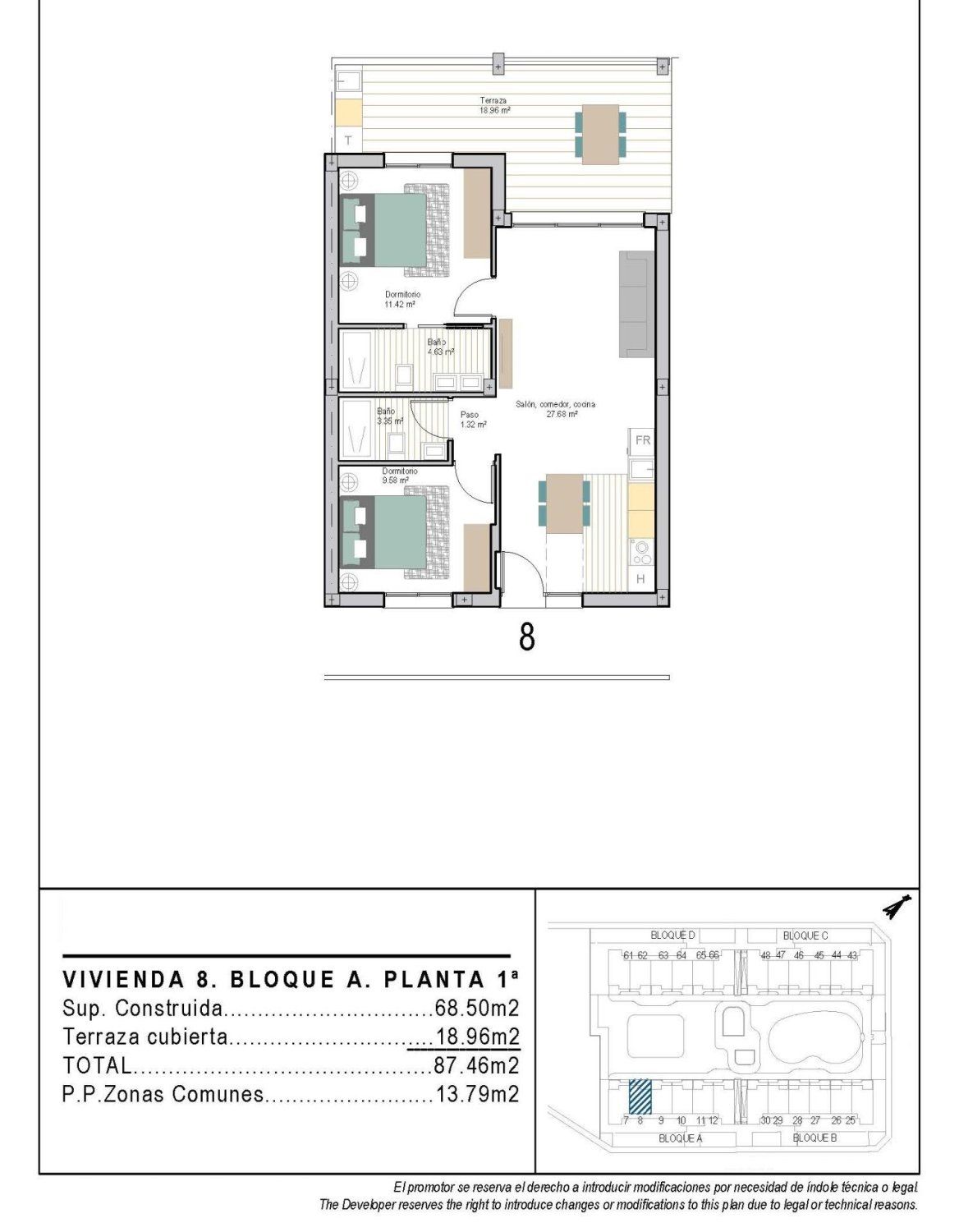 Apartamento en Torre-Pacheco, Murcia, España 2 dormitorios, 68 m2 No. 187351
