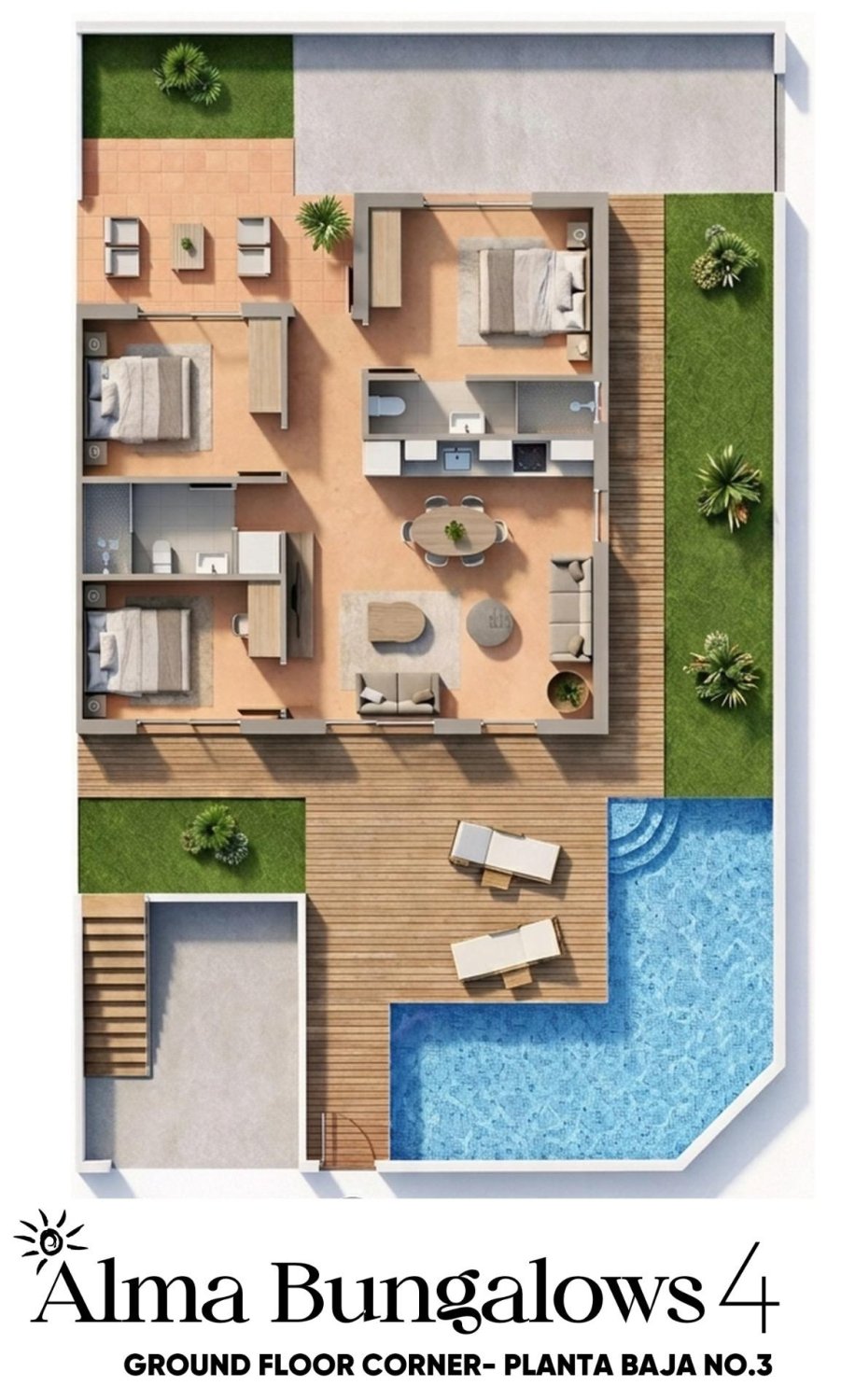 Bungalow w Pilar de la Horadada, Alicante, Hiszpania 3 sypialnie, 103 mkw. nr 165957