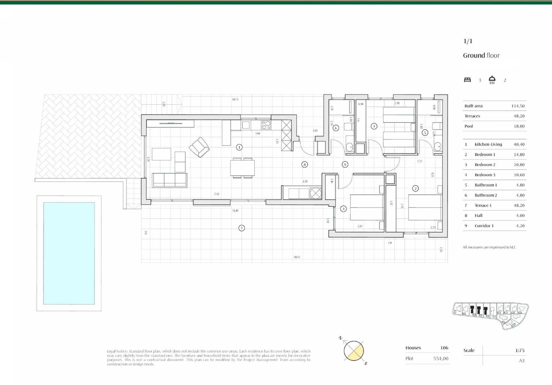 Villa in Benidorm, Alicante, Spanien 3 Schlafzimmer, 114 m2 Nr. 180936