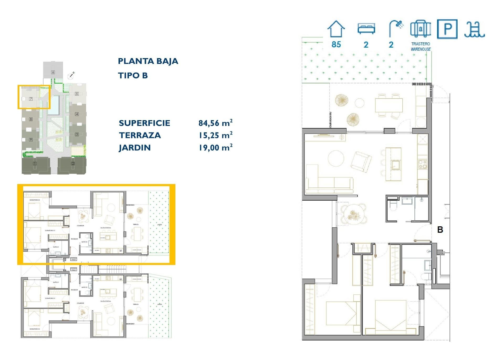 Wohnung in San Pedro del Pinatar, Murcia, Spanien 2 Schlafzimmer, 84 m2 Nr. 137079