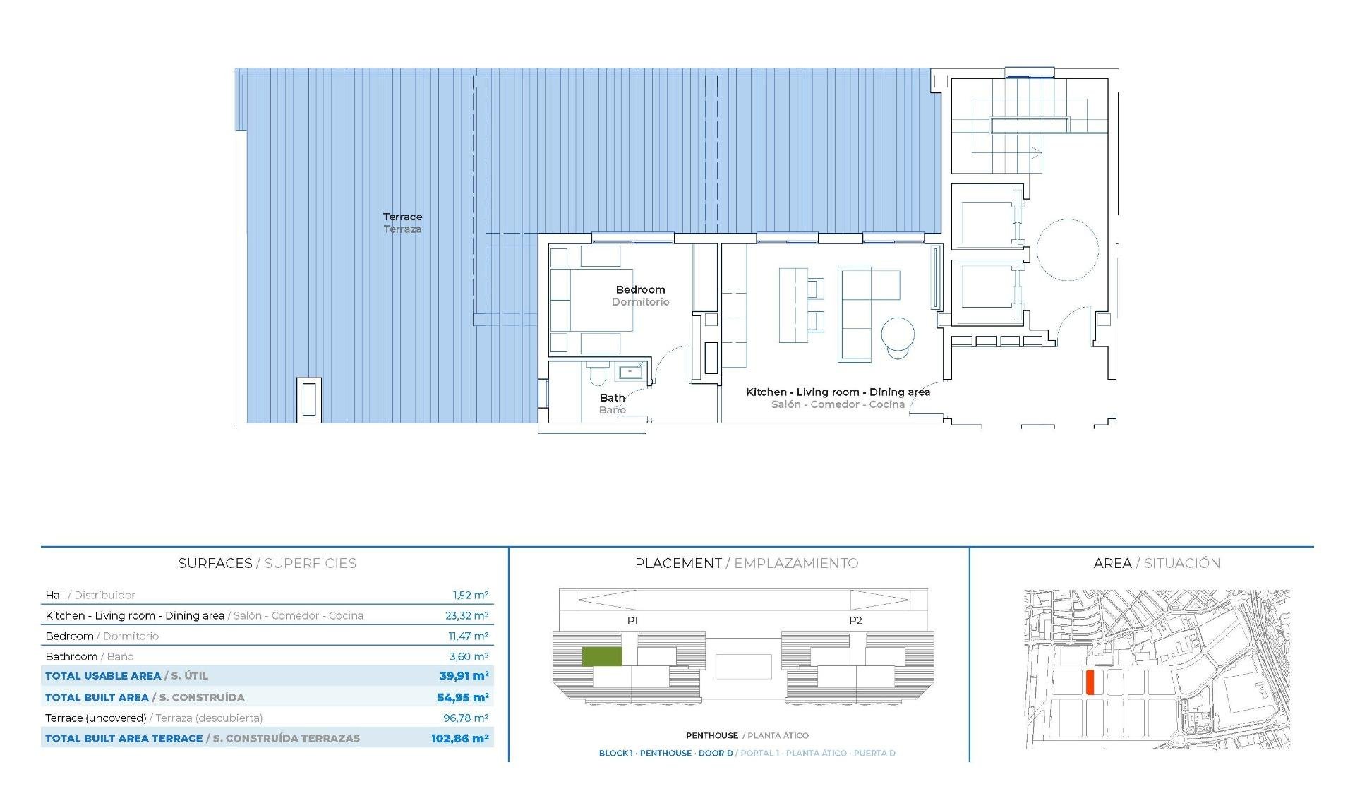 Ático en Mijas, Málaga, España 1 dormitorio, 54 m2 No. 169484