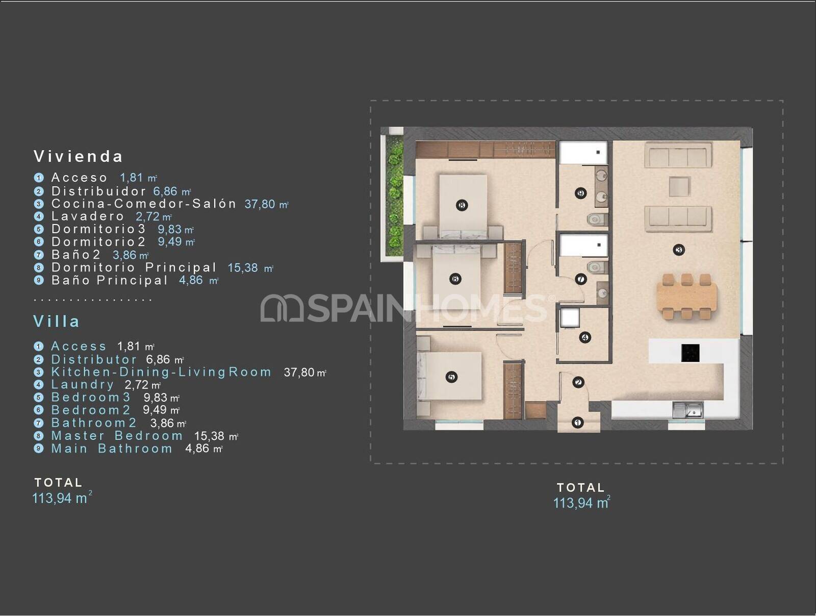 Villa Orihuela, Alicante, Spānijā 3 istabas, 113 m2 Nr. 164561