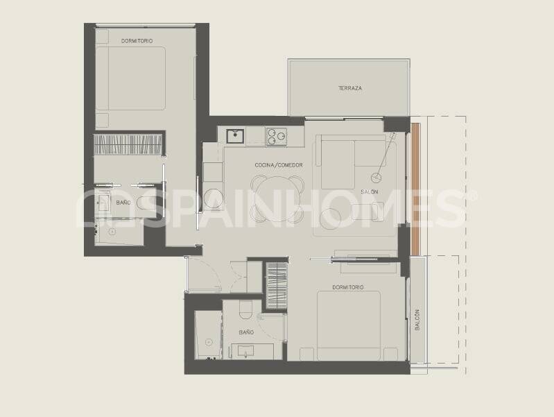 Huoneisto Torremolinos, Malaga, Espanja 2 makuuhuonetta, 55 m2 No. 182502