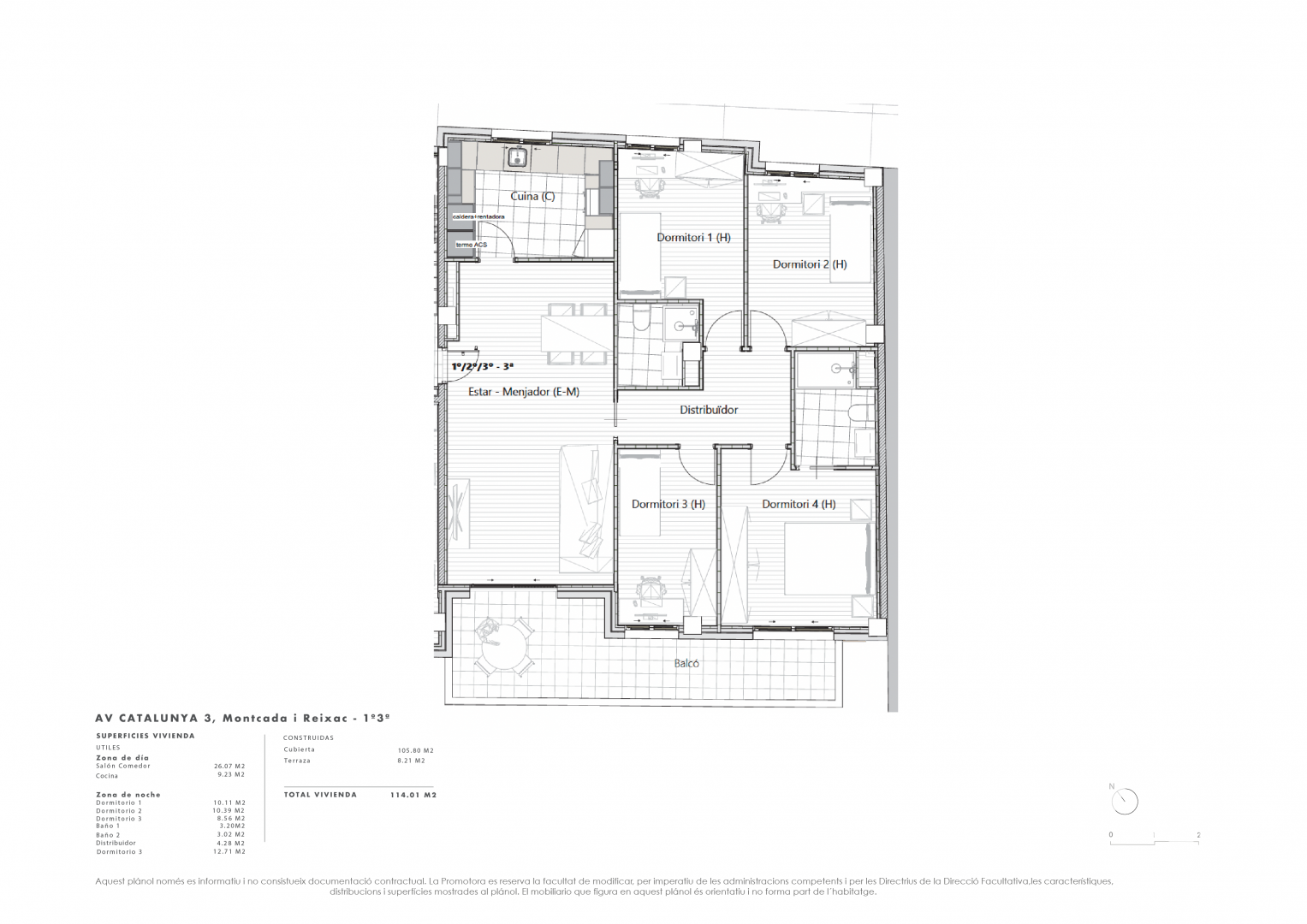Apartment à Montcada i Reixac, Barcelona, Espagne 4 chambres, 121 m2 No. 152698
