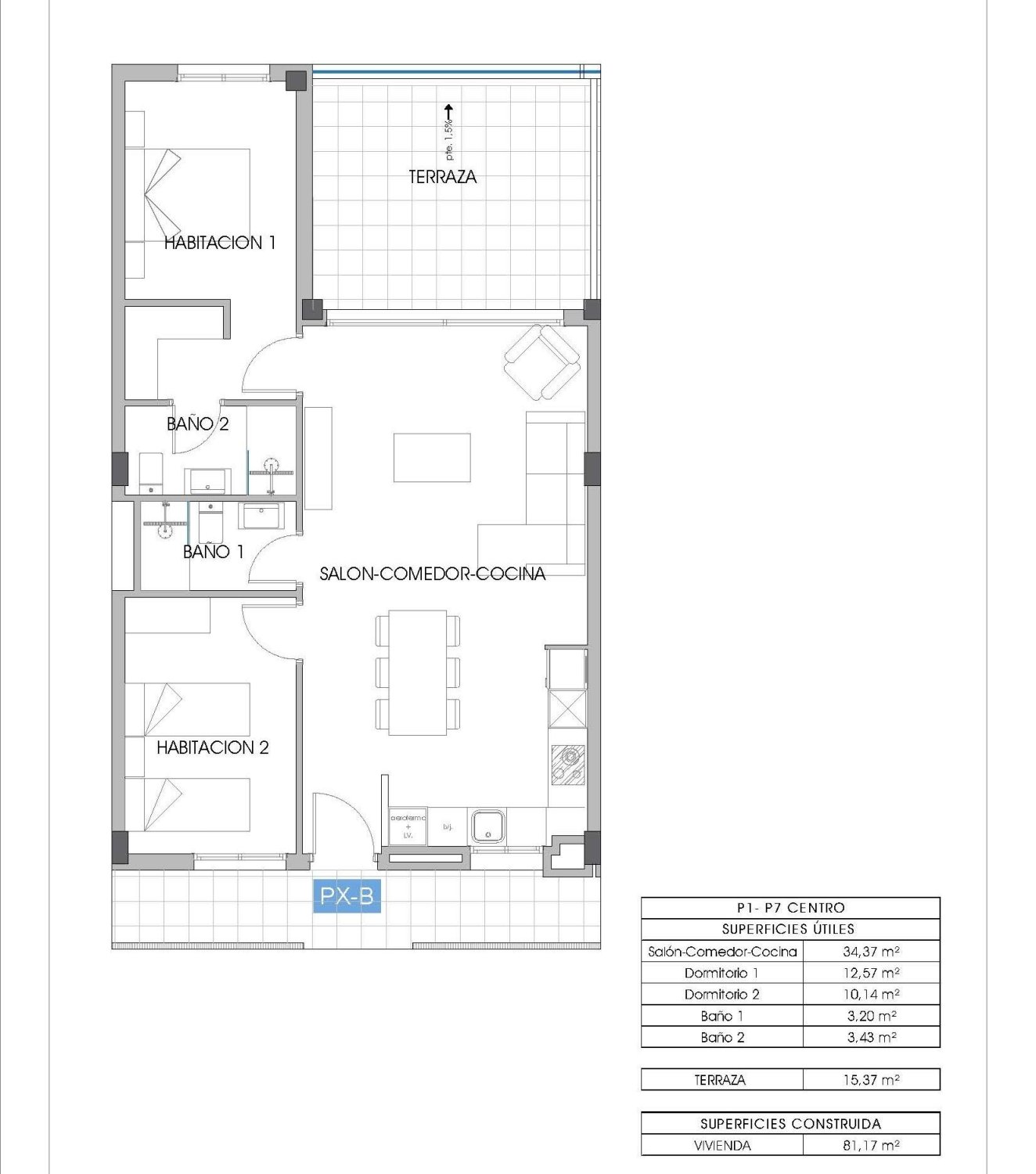 Apartment in Benidorm, Alicante, Spain 2 bedrooms, 81 sq.m. No. 141596