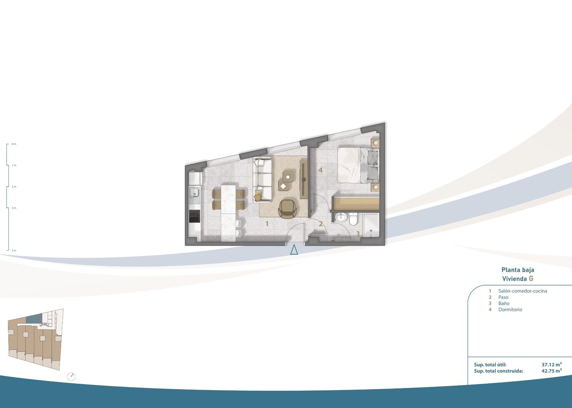 Wohnung in San Pedro del Pinatar, Murcia, Spanien 1 Schlafzimmer, 42 m2 Nr. 142080