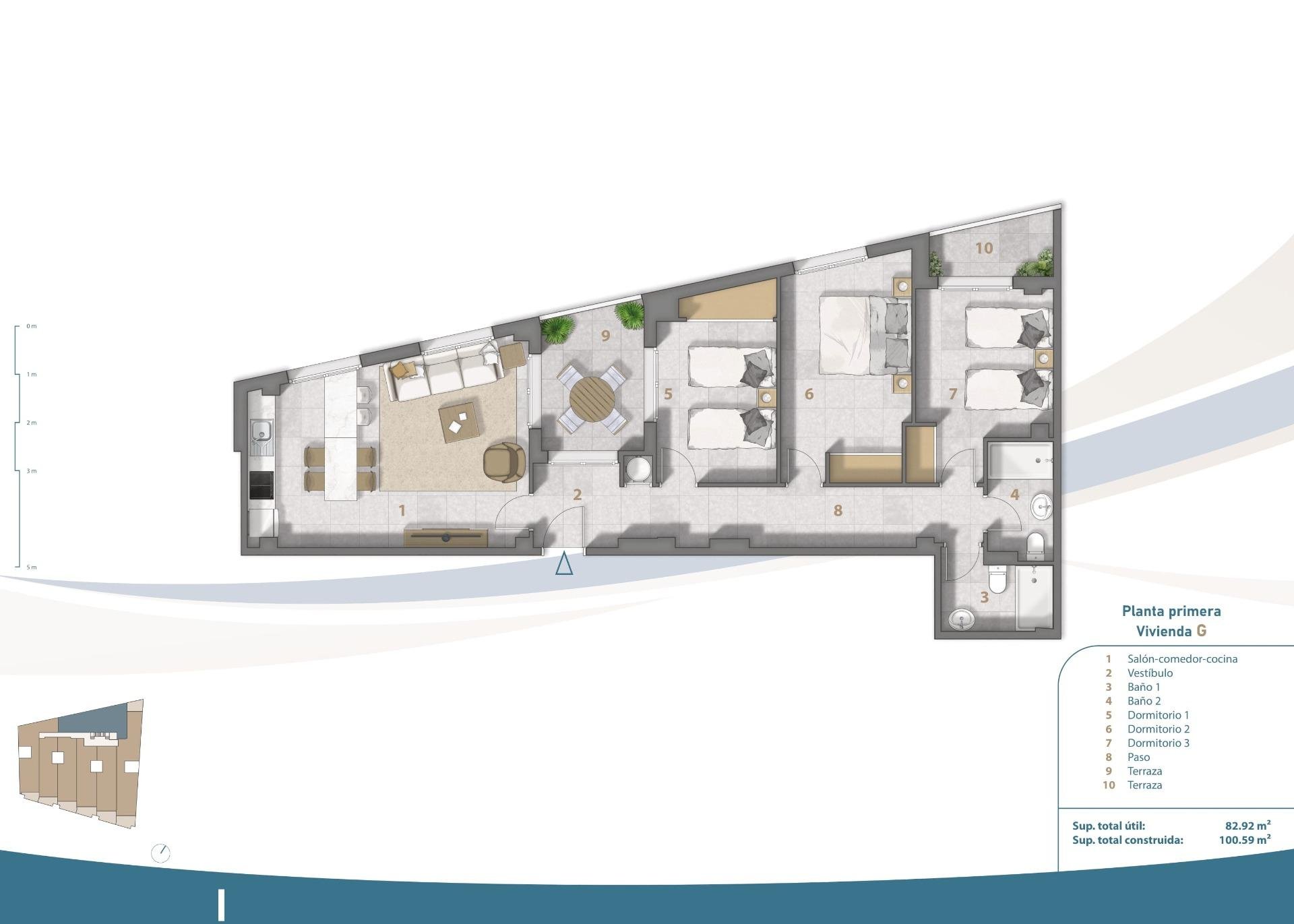 Apartamento en San Pedro del Pinatar, Murcia, España 3 dormitorios, 102 m2 No. 142077