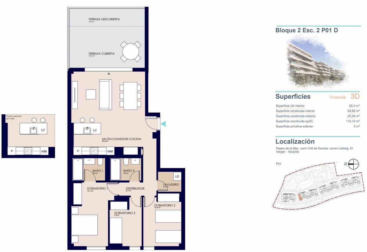 Apartament w Denia, Alicante, Hiszpania 3 sypialnie, 115 mkw. nr 141736