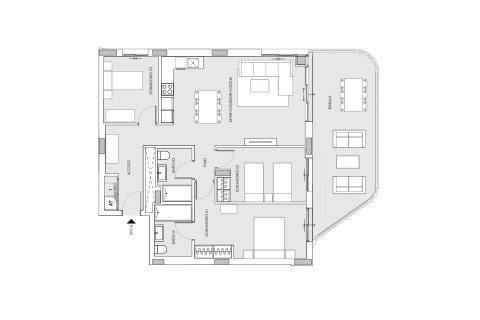Планировка Квартиры «3BR-36» 3 спальни в ЖК Salinas Towers