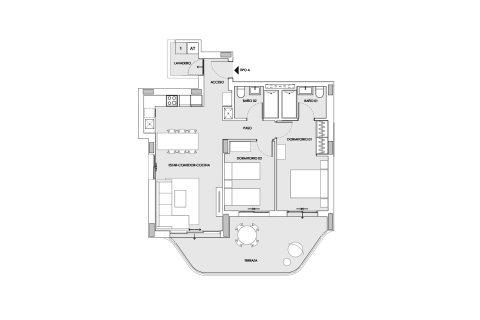 Планировка Квартиры «2BR-34» 2 спальни в ЖК Salinas Towers