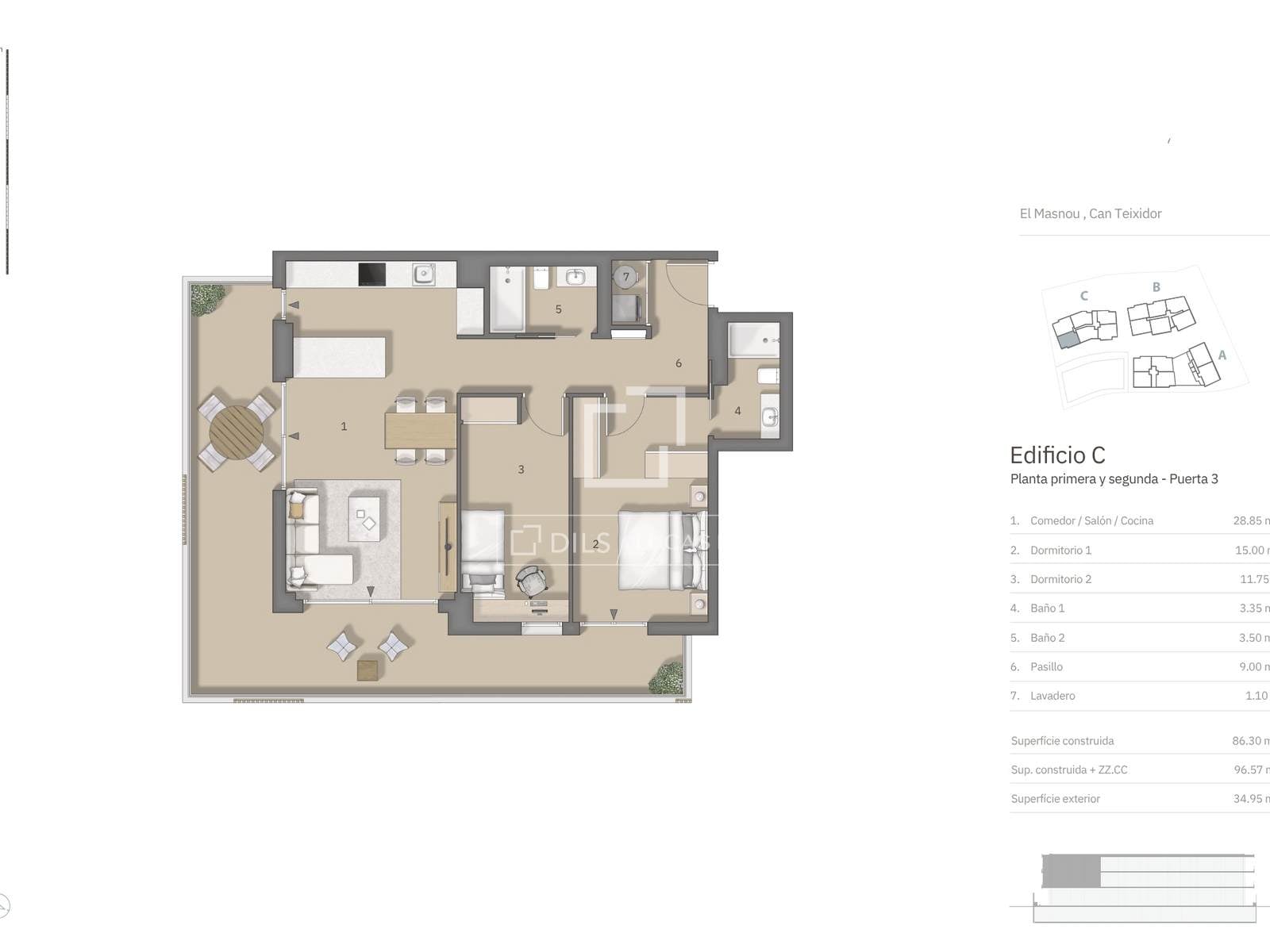Apartment in El Masnou, Barcelona, Spain 2 bedrooms, 86 sq.m. No. 195608