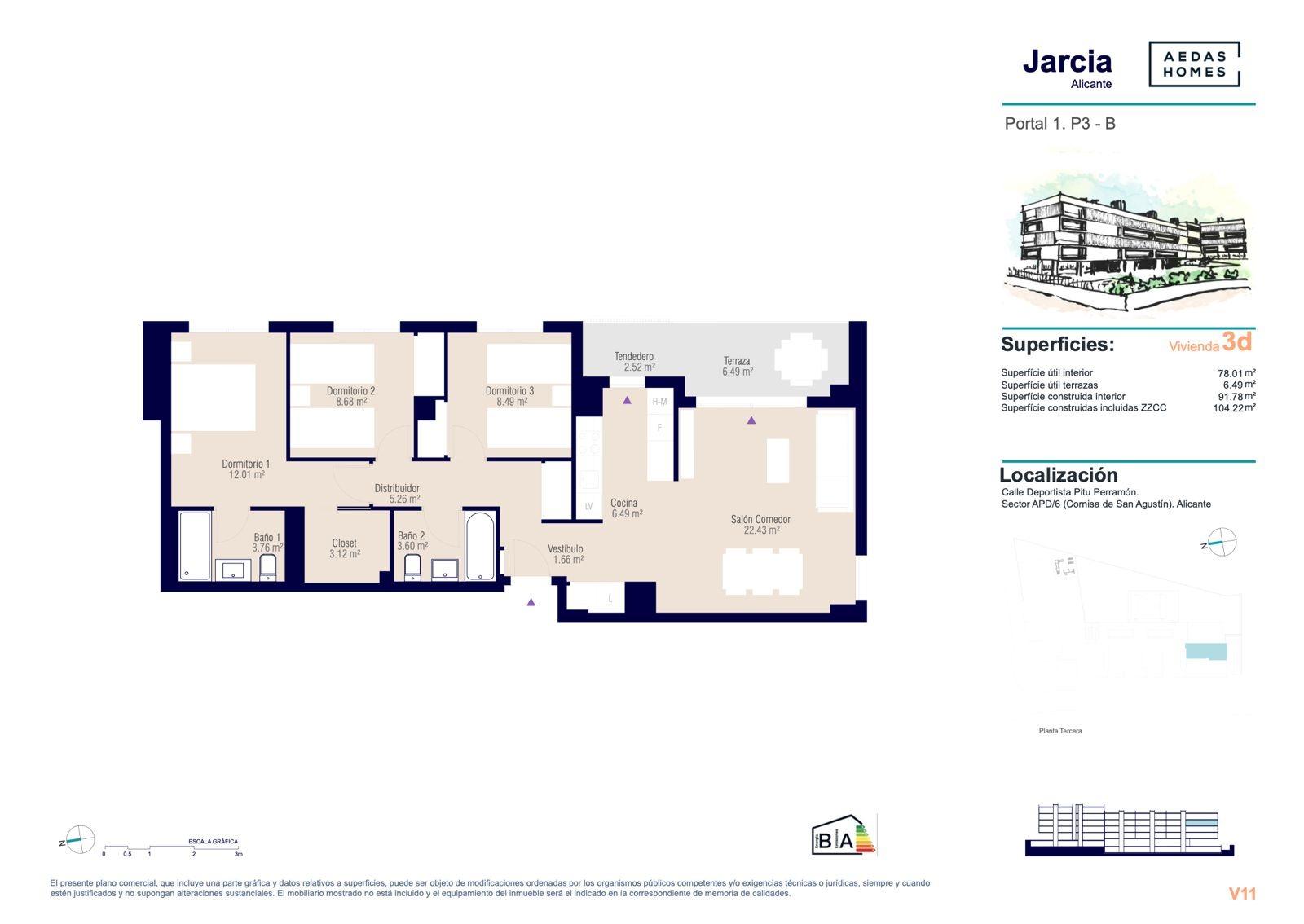 Huoneisto Alicante, Espanja 3 makuuhuonetta, 105.83 m2 No. 165468