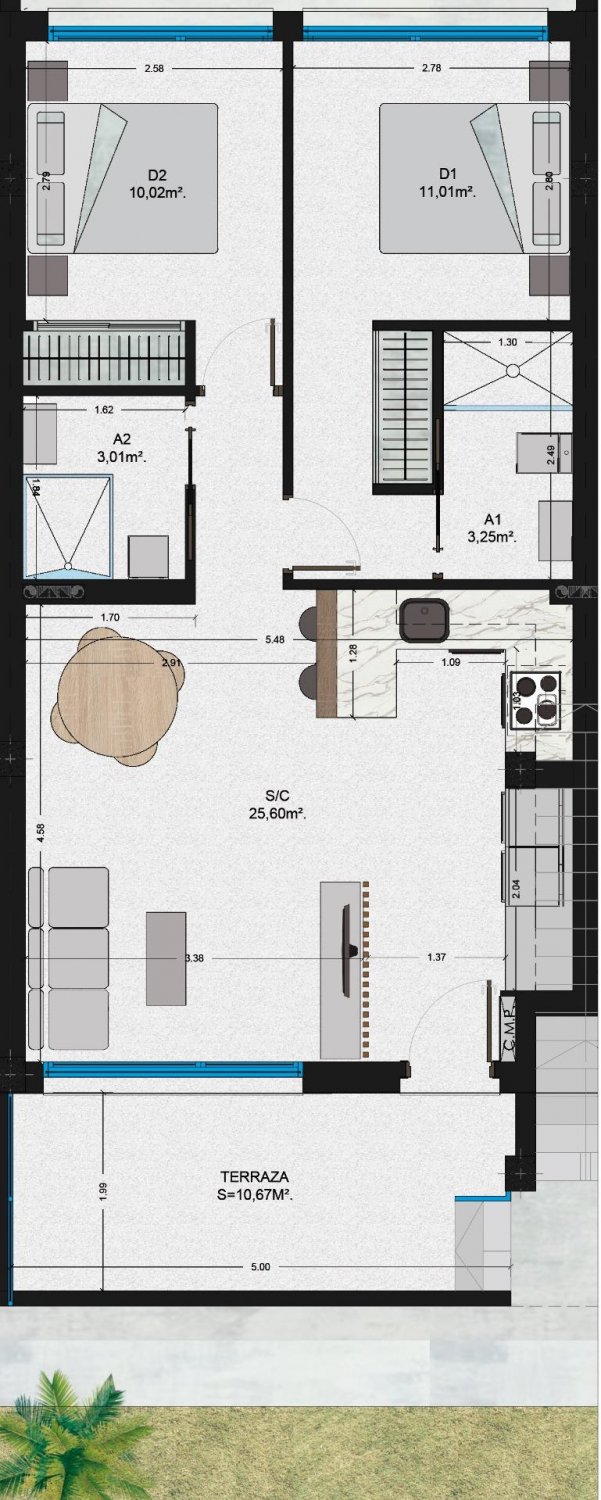Bungalow i San Pedro del Pinatar, Murcia, Spanien 2 sovrum, 63 kvm. Nr. 119668