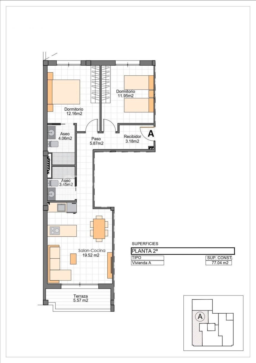 Penthäuser in San Pedro del Pinatar, Murcia, Spanien 2 Schlafzimmer, 71 m2 Nr. 168154