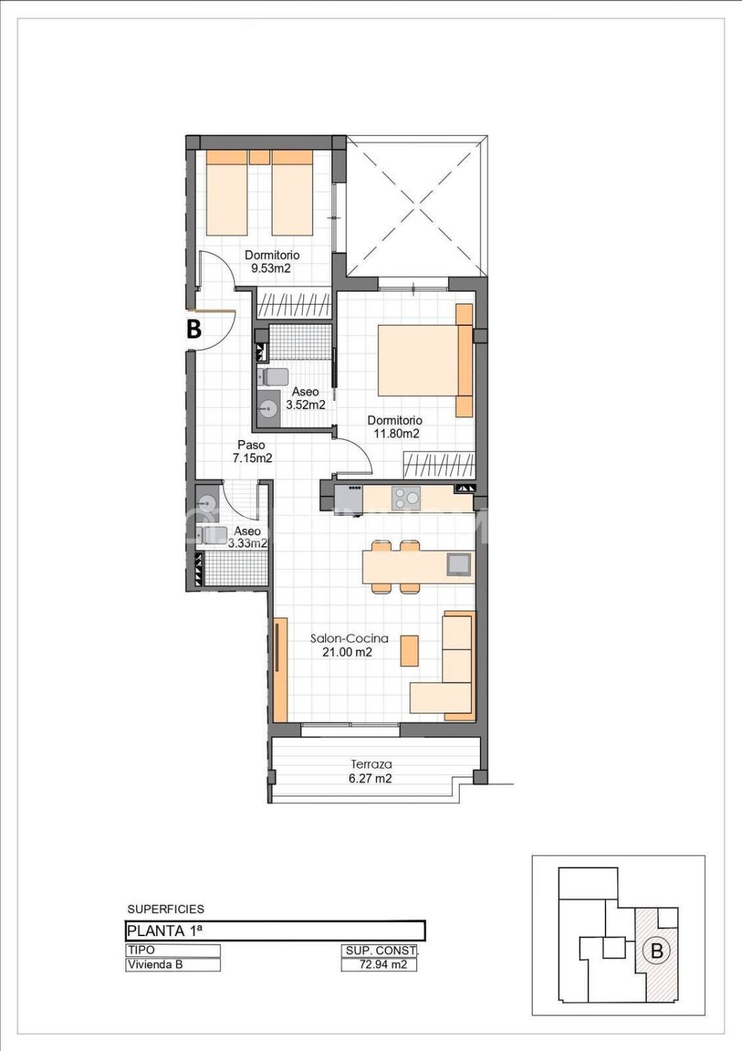 Penthäuser in San Pedro del Pinatar, Murcia, Spanien 2 Schlafzimmer, 71 m2 Nr. 168154