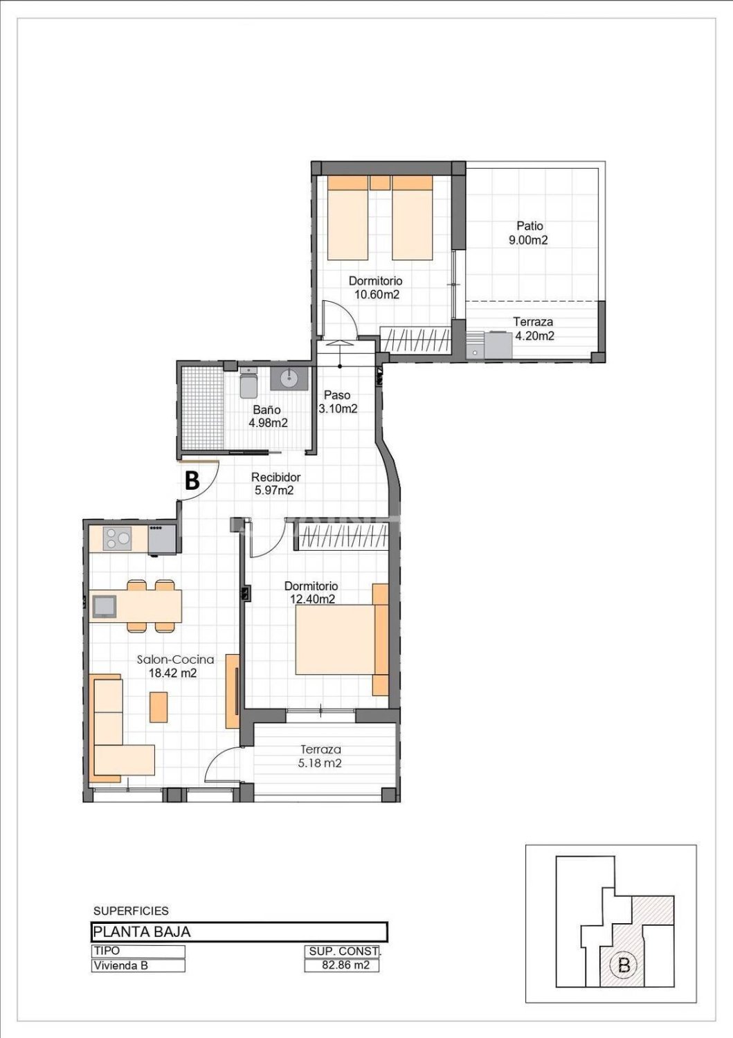 Penthäuser in San Pedro del Pinatar, Murcia, Spanien 2 Schlafzimmer, 71 m2 Nr. 168154