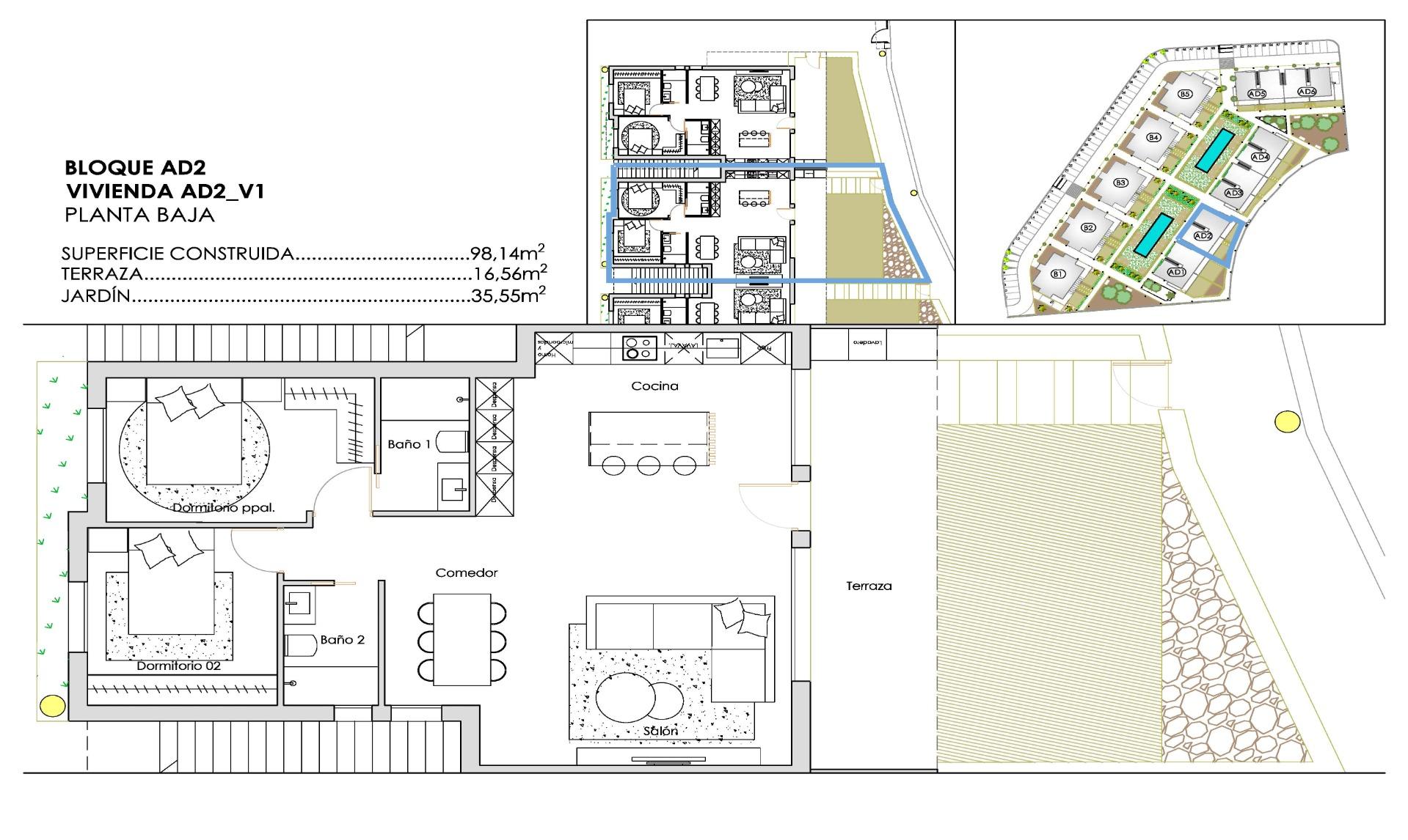 Bungalow in Torre-Pacheco, Murcia, Spanien 2 Schlafzimmer, 96 m2 Nr. 191947