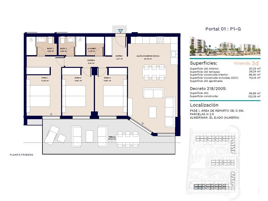 Apartment in Almerimar, Almeria, Spain 3 bedrooms, 123 sq.m. No. 142214
