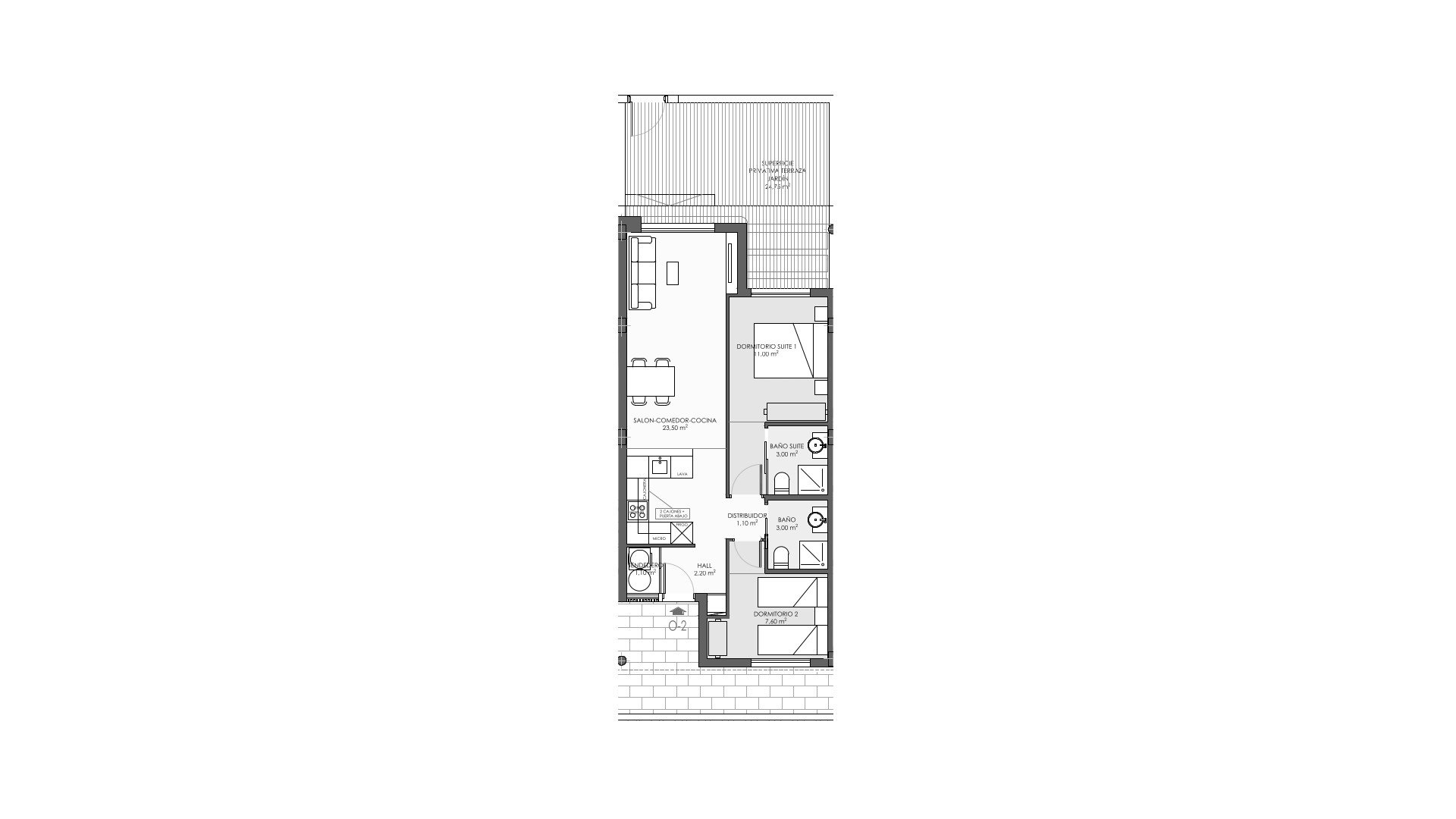 Bungalow i MARQUESADO DE MOLINS, Torre de la Horadada, Alicante, Spanien 2 sovrum, 86.95 kvm. Nr. 168535