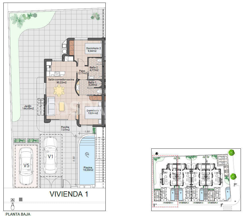 Penthäuser in Pilar de la Horadada, Alicante, Spanien 2 Schlafzimmer, 62 m2 Nr. 178235