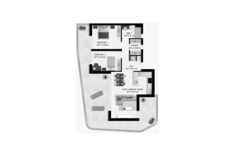 Penthouse floor plan «2BR-72», 2 bedrooms in VIVA LIFE BEACH