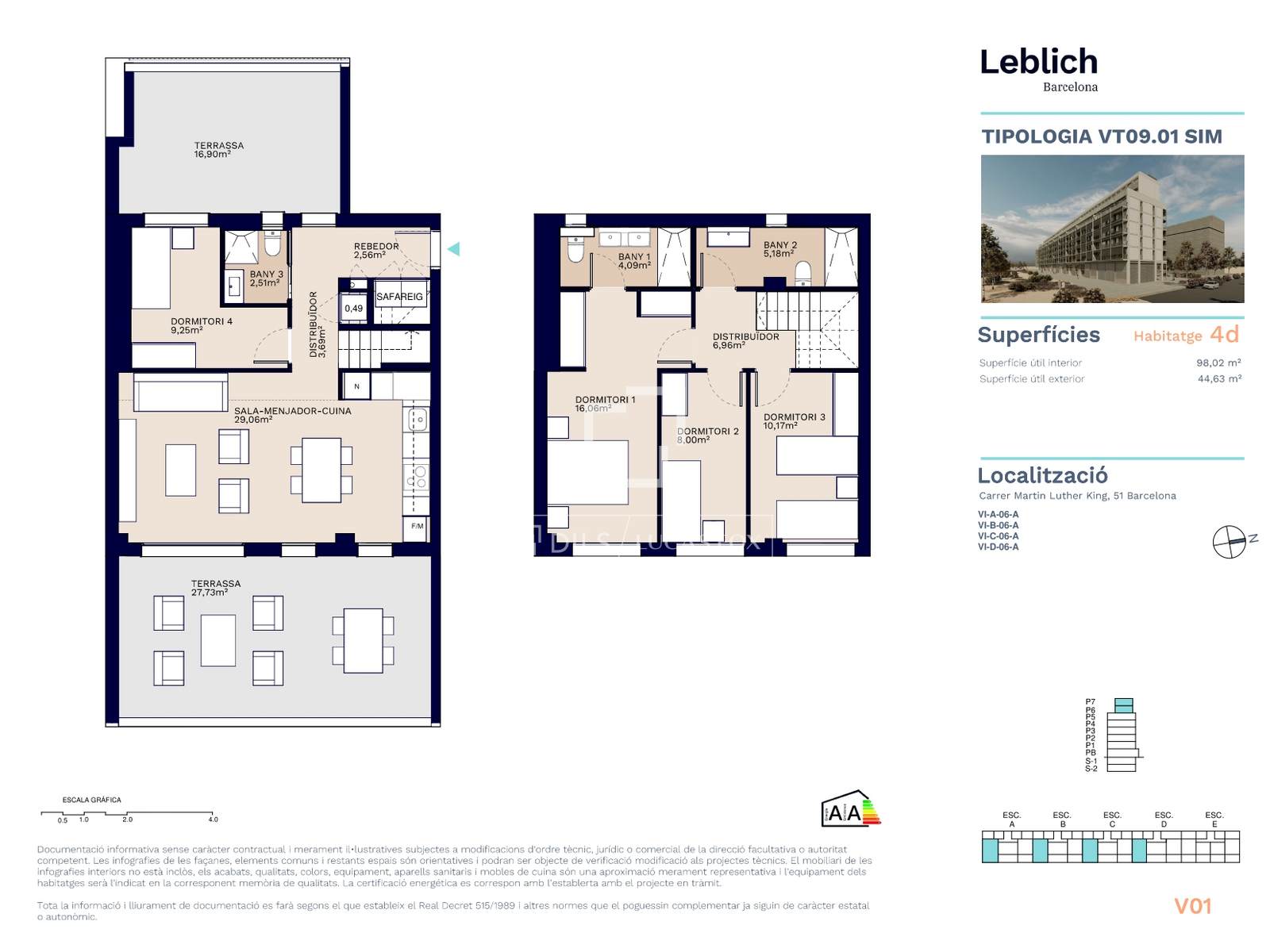 Kattohuoneisto Barcelona, Espanja 4 makuuhuonetta, 136 m2 No. 195619