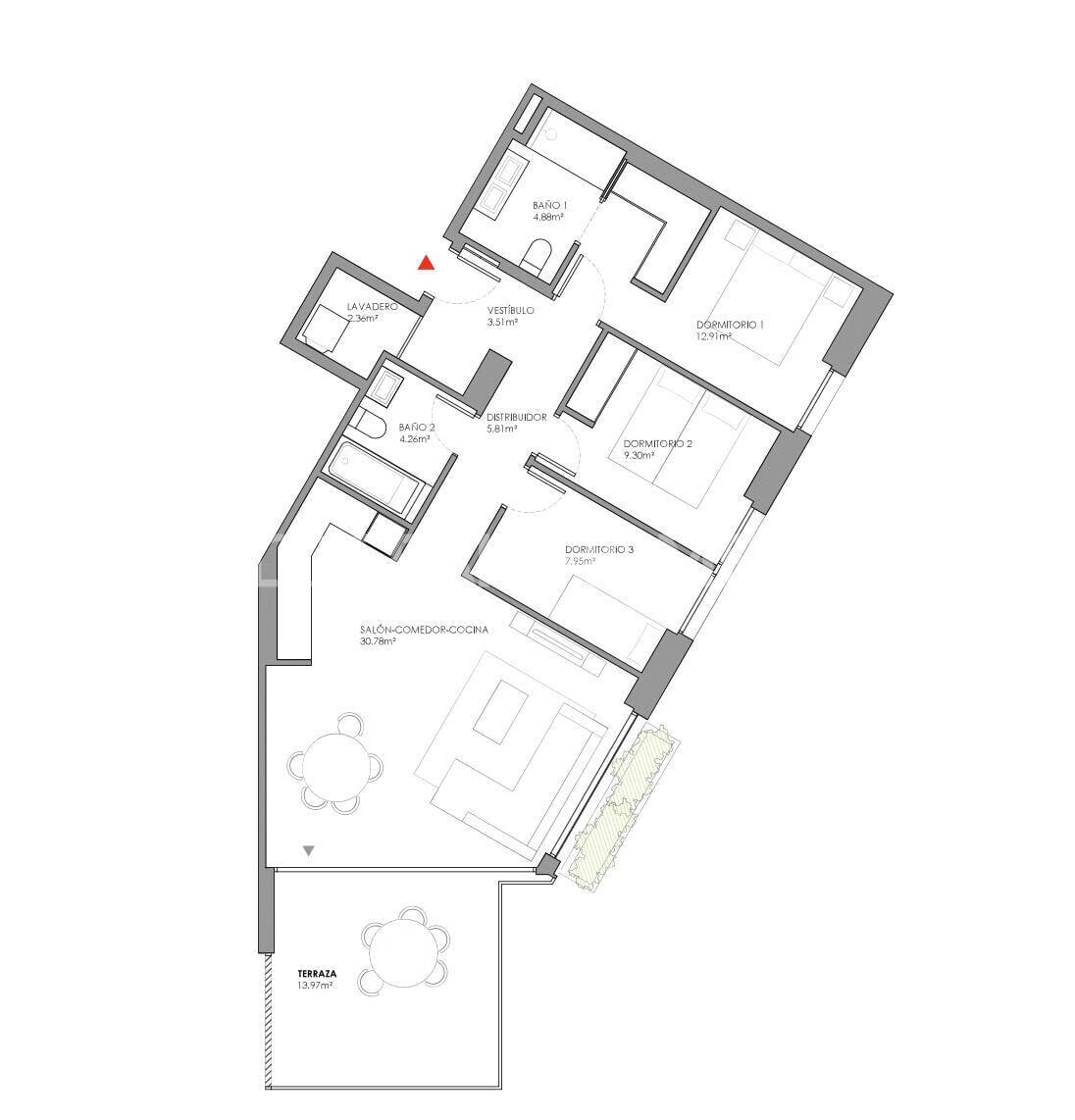 Kattohuoneisto Cubelles, Barcelona, Espanja 3 makuuhuonetta, 97 m2 No. 148388