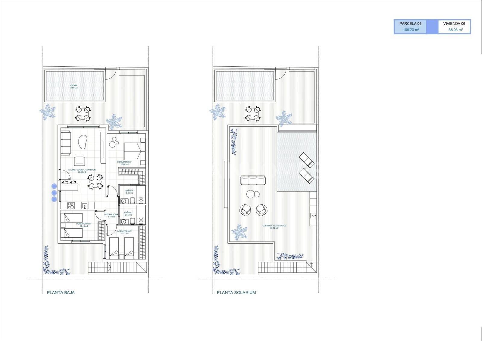 Villa i Torre-Pacheco, Murcia, Spanien 3 sovrum, 88 kvm. Nr. 154375