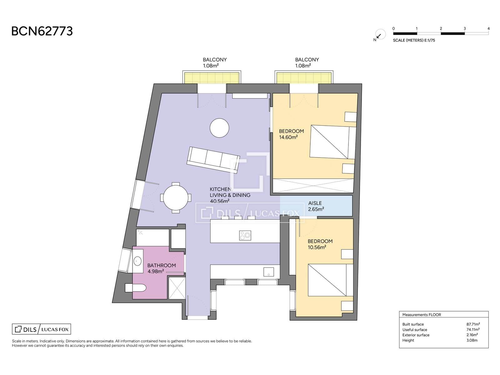 Apartment à Barcelona, Espagne 2 chambres, 87 m2 No. 164315