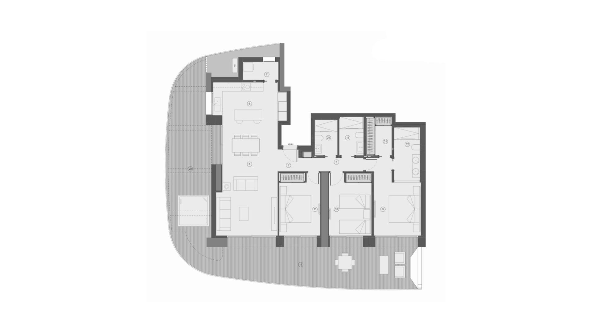 Dzīvoklis TM Tower, Benidorm, Alicante, Spānijā 3 istabas, 212 m2 Nr. 146947