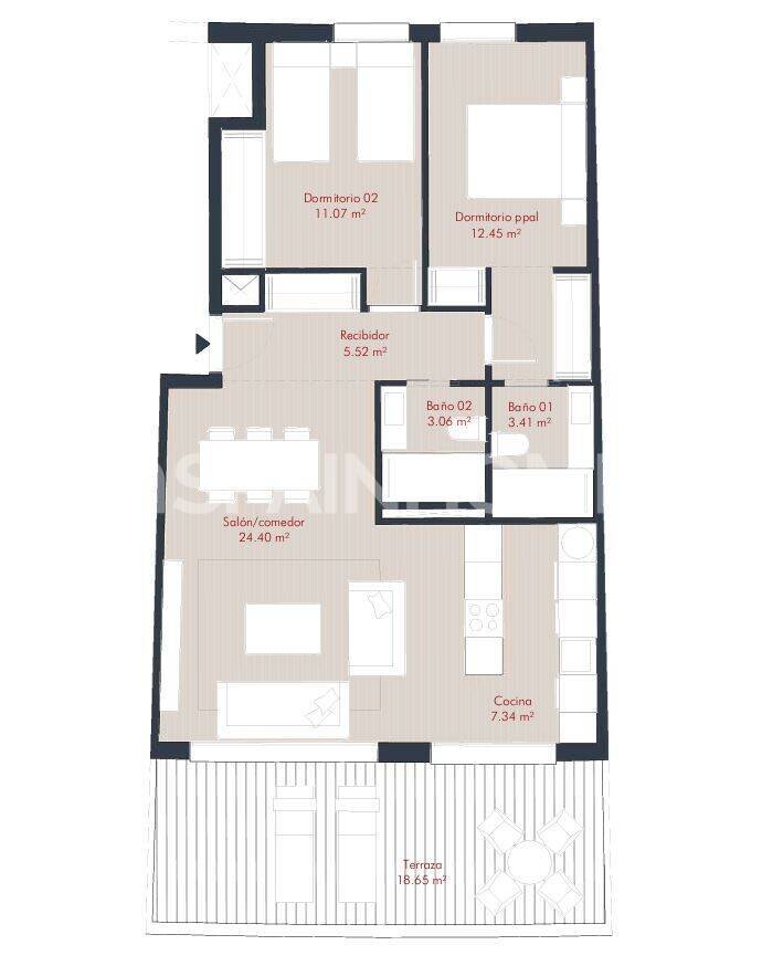 Квартира в Манильва, Малага, Испания 2 спальни, 67м2 №160610