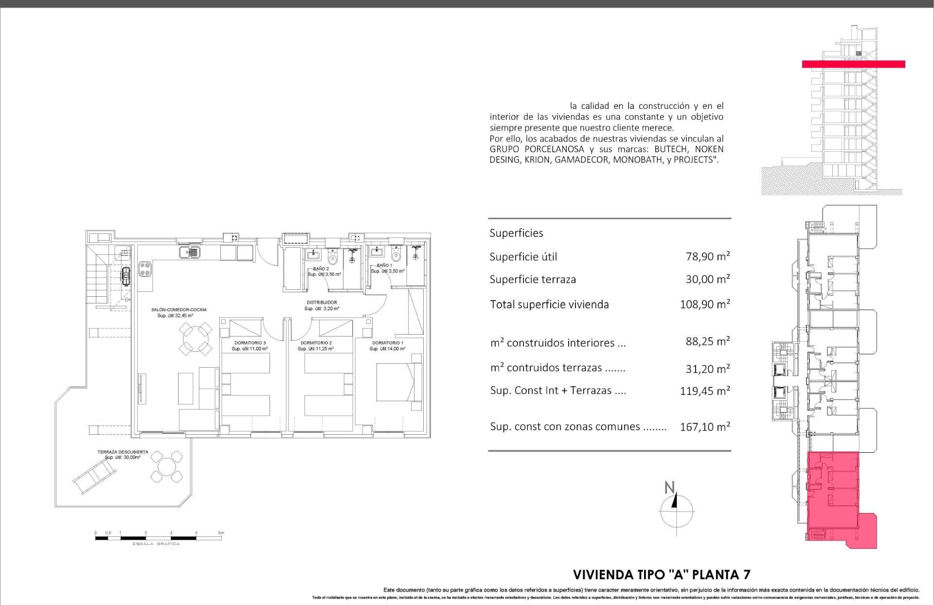 Apartamento en Benidorm, Alicante, España 3 dormitorios, 88 m2 No. 189573