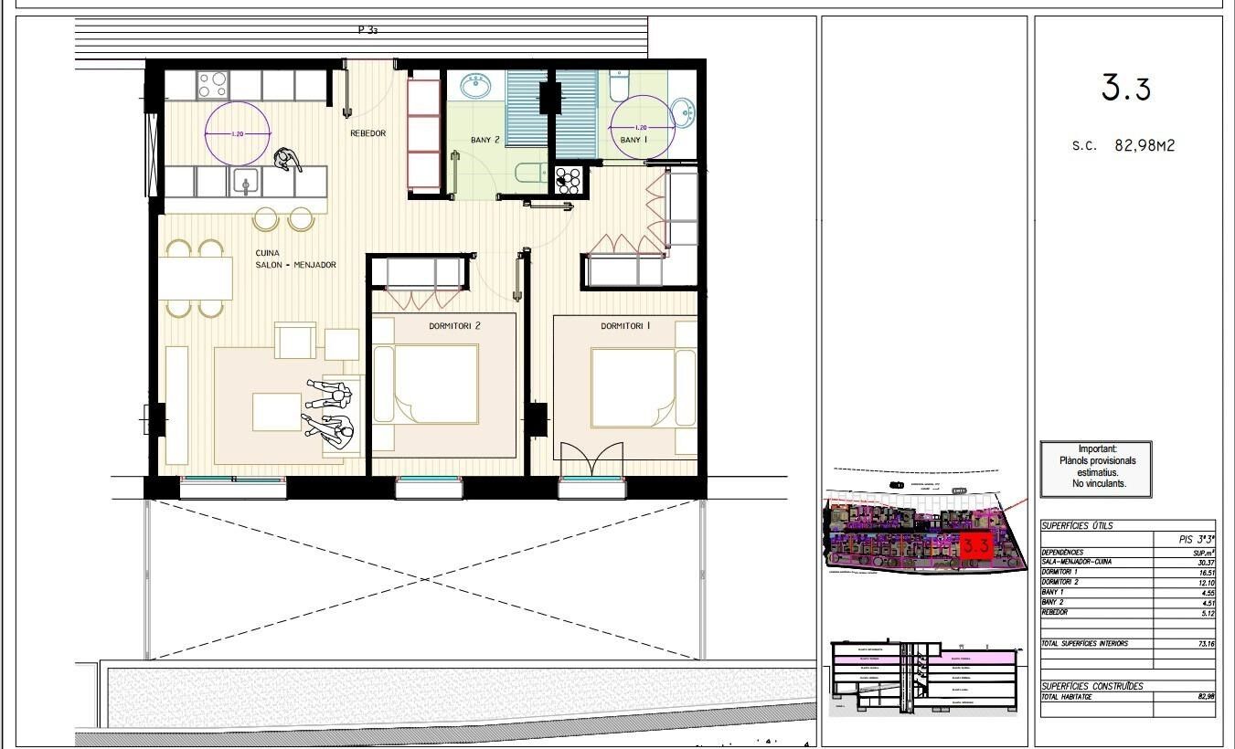 Huoneisto Principado De Andorra (Ninguna Poblacion Tiene C.P.), Lleida, Espanja 2 makuuhuonetta, 83 m2 No. 178696