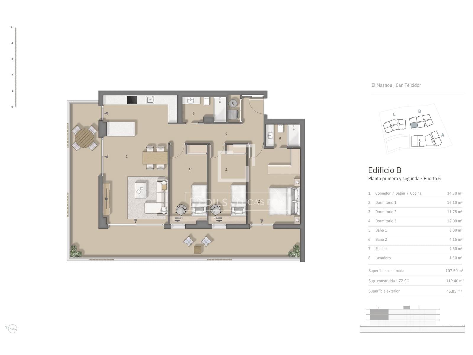 Wohnung in El Masnou, Barcelona, Spanien 3 Schlafzimmer, 107 m2 Nr. 168947