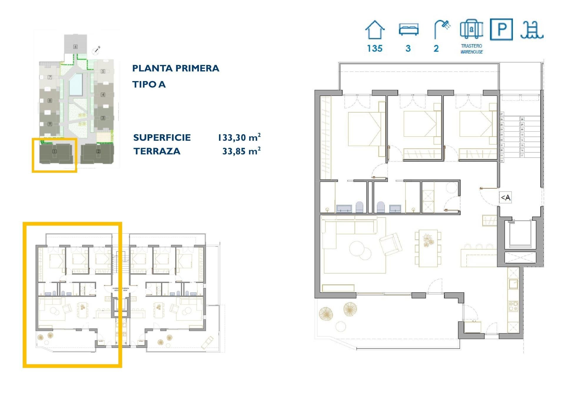 Wohnung in San Pedro del Pinatar, Murcia, Spanien 3 Schlafzimmer, 133 m2 Nr. 142241