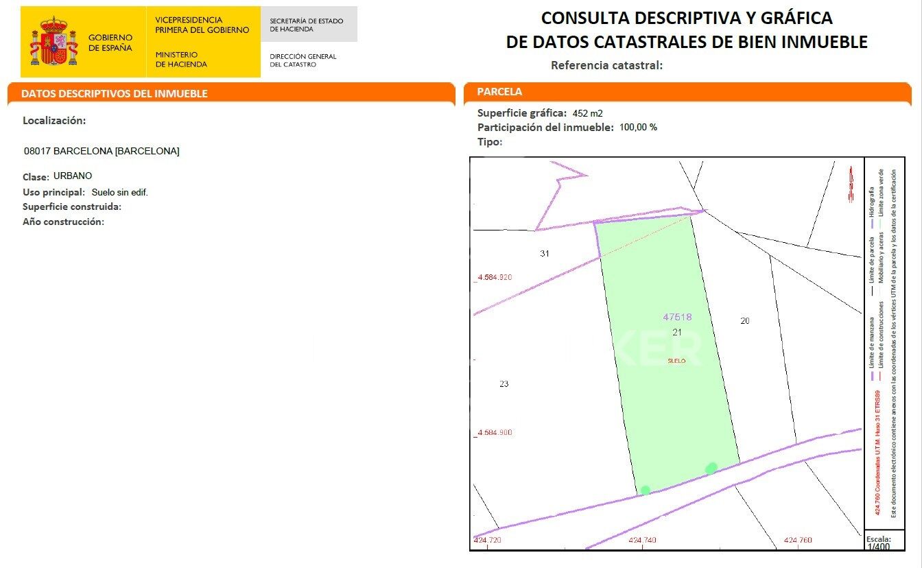 Land plot in Barcelona, Spain 452 sq.m. No. 157243