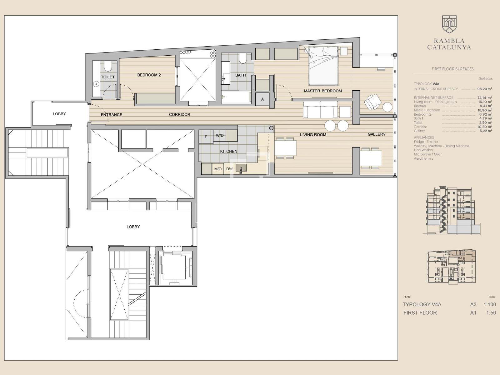 Huoneisto Barcelona, Espanja 2 makuuhuonetta, 96 m2 No. 150913