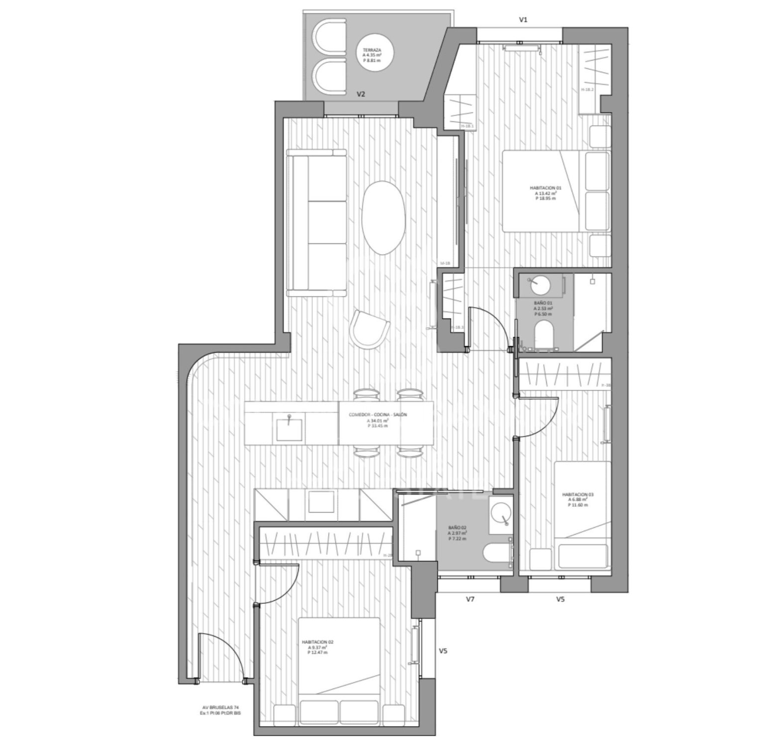 Apartment à Madrid, Espagne 3 chambres, 103 m2 No. 179049
