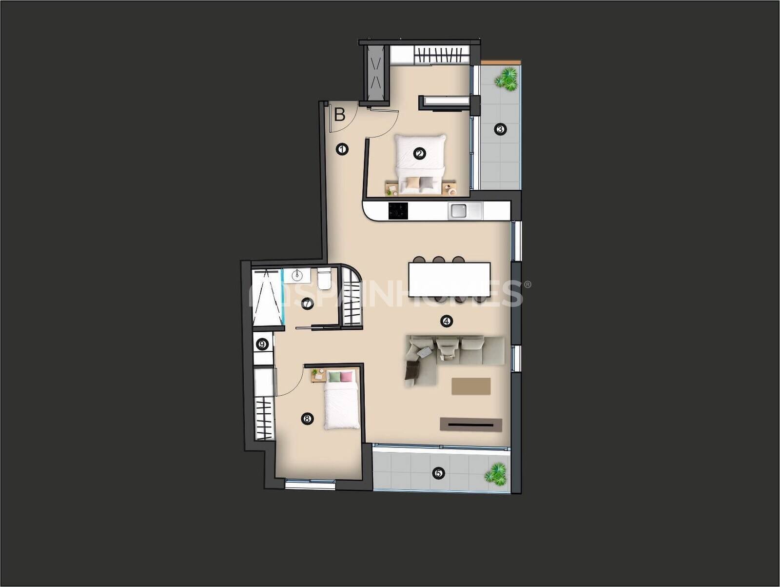 Lägenhet i Torrevieja, Alicante, Spanien 2 sovrum, 79 kvm. Nr. 164508