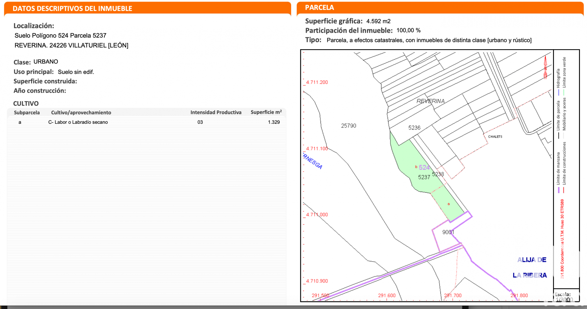 Land plot in Villaturiel, Leon, Spain 4592 sq.m. No. 185924
