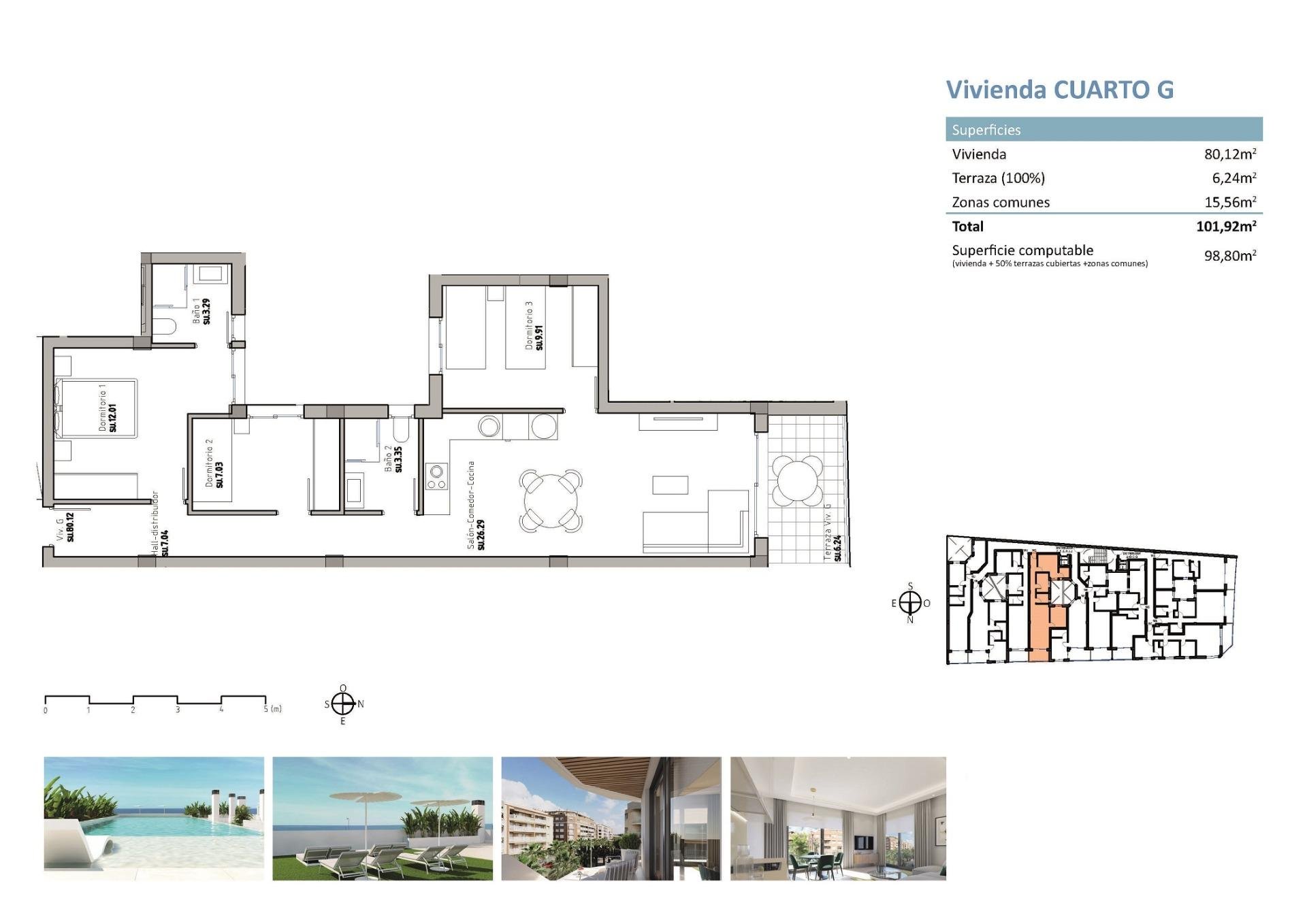 Penthouse à Guardamar del Segura, Alicante, Espagne 3 chambres, 98 m2 No. 187197