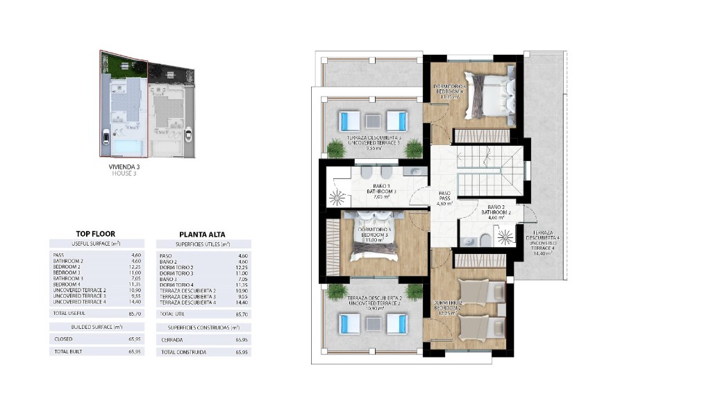 Вилла в Аликанте, Испания 3 спальни,  №145206